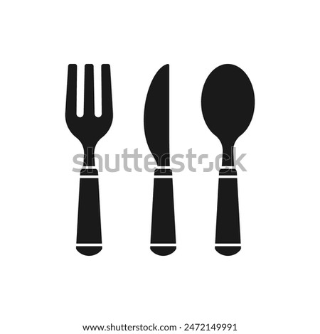 Fork, knife, and spoon. Cutlery icon flat style isolated on white background. Vector illustration