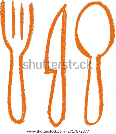 Fork Knife Spoon Cutlery Icon Crayon Chalk Drawing Vector