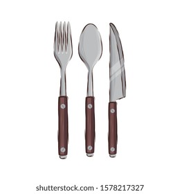 fork with knife and spoon cutlery tools isolated icon vector illustration design