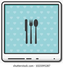 Fork, knife and spoon flat vector icon.