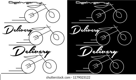 fork knife and spoon in the form of a bicycle, delivery minimalistic and geometric logo