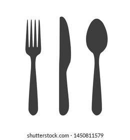 Fork knife spoon graphic symbols. Vector cutlery icons, isolated utensil image or tableware black silhouettes