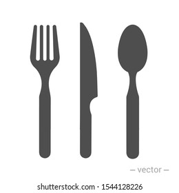 Fork knife spoon graphic symbols. Vector cutlery icons, isolated utensil image or tableware black silhouettes