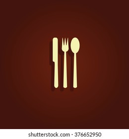 Fork, knife and spoon icon.