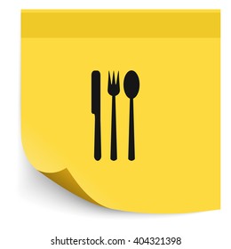 Fork, knife and spoon icon.