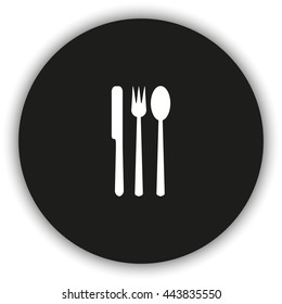 Fork, knife and spoon icon.
