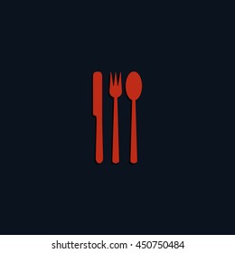Fork, knife and spoon icon.