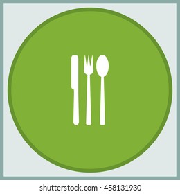 Fork, knife and spoon icon.