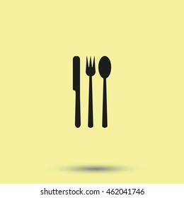 Fork, knife and spoon icon.