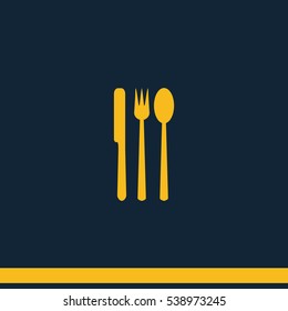 Fork, knife and spoon icon.