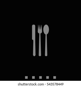 Fork, knife and spoon icon.