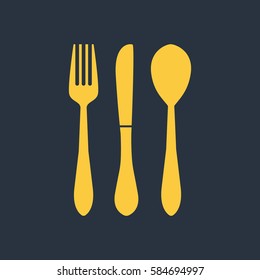 Fork, knife and spoon icon