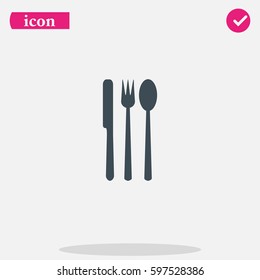 Fork, knife and spoon icon.