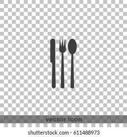 Fork, knife and spoon icon.