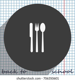 Fork, knife and spoon icon.