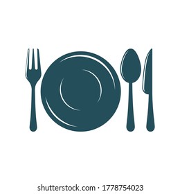 Planilla vectorial de logotipo de la horquilla, cuchillo y cuchara.diseño para restaurante.
