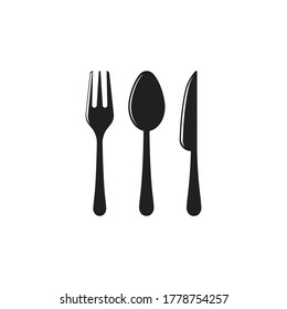 Fork, knife and spoon icon logo vector template.design for restaurant.