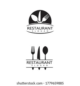 Planilla vectorial de logotipo de la horquilla, cuchillo y cuchara.diseño para restaurante.
