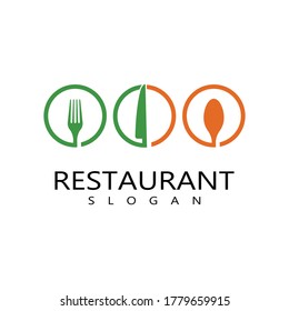 Fork, knife and spoon icon logo vector template.design for restaurant.
