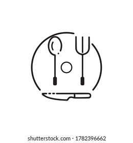 Fork, knife and spoon icon logo vector template.design for restaurant