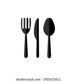 Fork knife and spoon icon on white background.