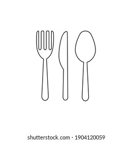 Fork knife and spoon icon on white background.