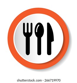 Fork, knife and spoon icon on white background