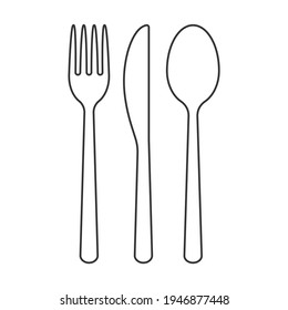 Fork knife and spoon icon. Simple flat shape logo sign. Restaurant cafe kitchen diner place menu symbol. Vector illustration image. Black silhouette isolated on white background.
