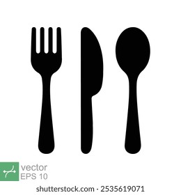 Fork knife spoon icon. Simple solid style. Cutlery symbol, utensil, tableware black silhouettes, food concept. Glyph vector illustration isolated on white background. EPS 10.