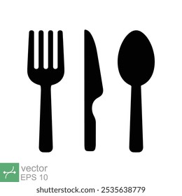 Fork knife spoon icon. Simple solid style. Cutlery symbol, utensil, tableware black silhouettes, food concept. Glyph vector illustration isolated on white background. EPS 10.