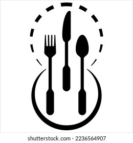 Fork Knife Spoon Icon, Utensil Icon Vector Art Illustration