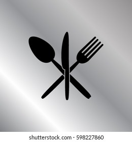 Fork, knife and spoon icon, utensil vector illustration