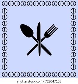 Fork, knife and spoon icon, utensil vector illustration