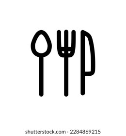 Fork knife spoon icon, world cuisine outline vector illustration in trendy style. Editable graphic resources for many purposes. 