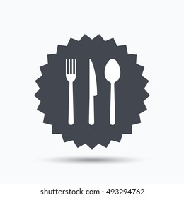Fork, knife and spoon icons. Cutlery sign.