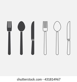 fork knife spoon line icon, restaurant outline and solid vector sign, linear pictogram isolated on white, logo illustration