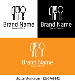 fork knife spoon modern outline logo, flat bakery design and brand concept, vector illustration