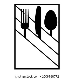 Fork knife and spoon in a napkin on white background. Vector illustration