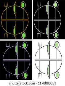 fork knife and spoon on a dark background options minimalistic and geometric restaurant logo