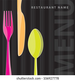 fork, knife and spoon on menu bakground, Vector illustration