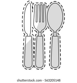 fork, knife and spoon over white background. vector illustration