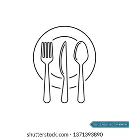 Fork Knife Spoon Plate Icon Vector Template