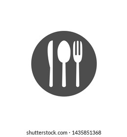 Fork, knife, spoon and plate icon. Restaurant or cafe symbol, Vector illustration