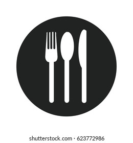 Fork, knife, spoon and plate icon