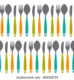 Fork, Knife and Spoon Seamless Pattern Vector Illustration EPS10