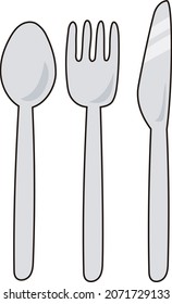 Horquilla, Cuchillo, conjunto de boceto Spoon. Colección de dibujo manual de cuchillas