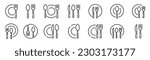 Fork, knife, spoon vector icons. Cutlery silhouettes. Silverware icon collection. Cutlery icon set. Vector EPS 10
