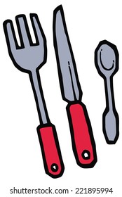 Fork knife and spoon vector illustration. Set of kitchen items