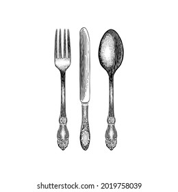 Fork, knife, spoon - vector on white backgroud