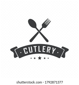 Fork Knife and Spoon - White symbols of cutlery on dark brown background
